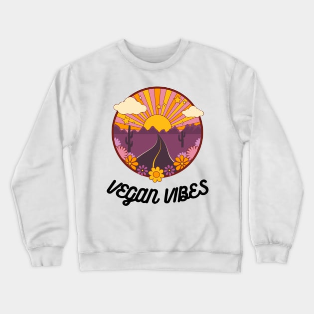 Trendy Vegan Vibes Cute Nature Crewneck Sweatshirt by VeganShirtly